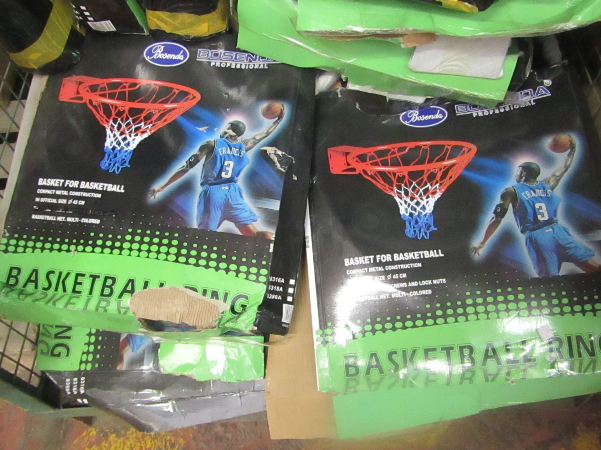 Bosenda Professional Wall mounted Basket ball hoop and net, new in damaged packaging