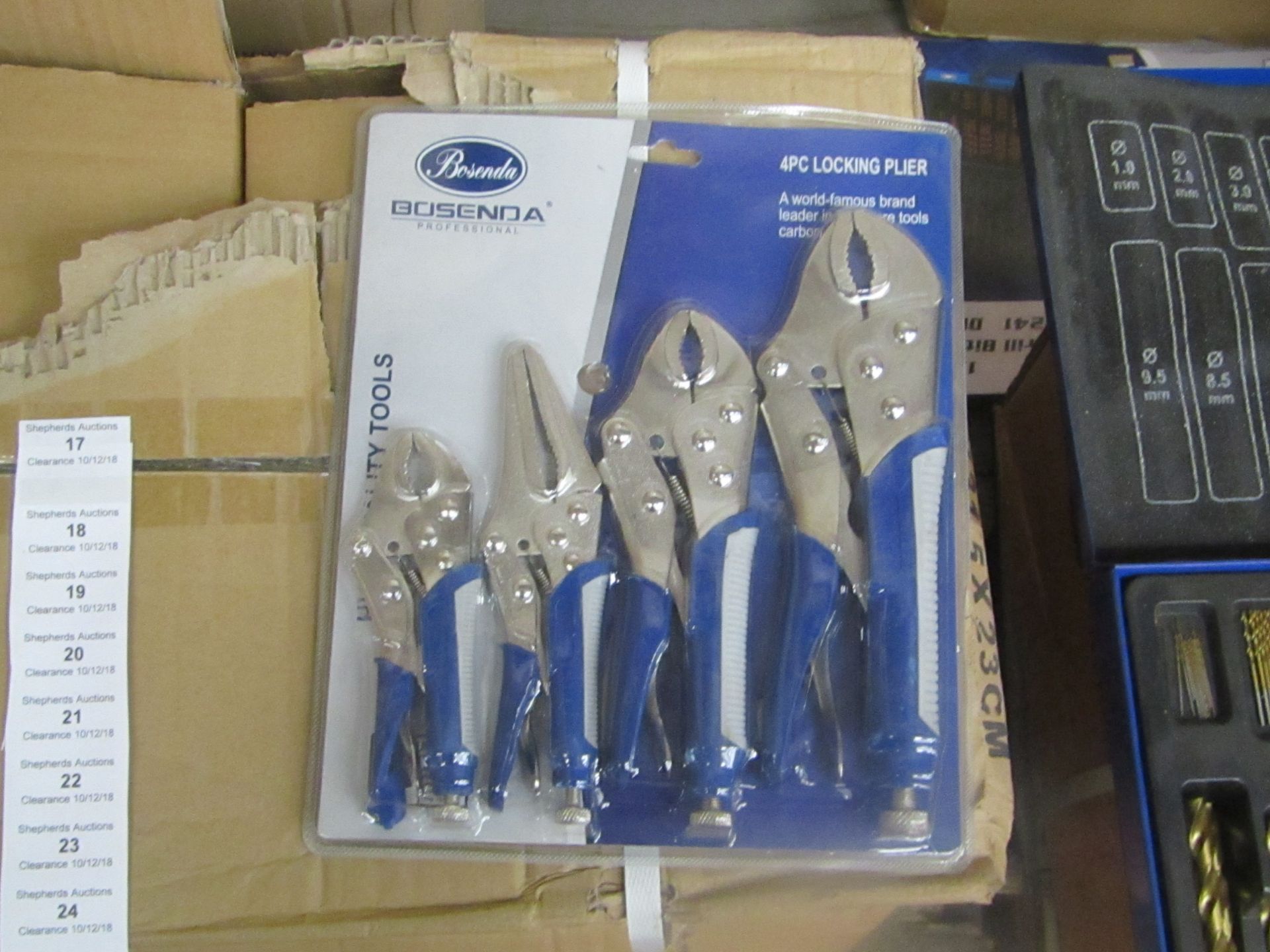 Bosenda 4 piece Locking Plier set, new and still blister packed.