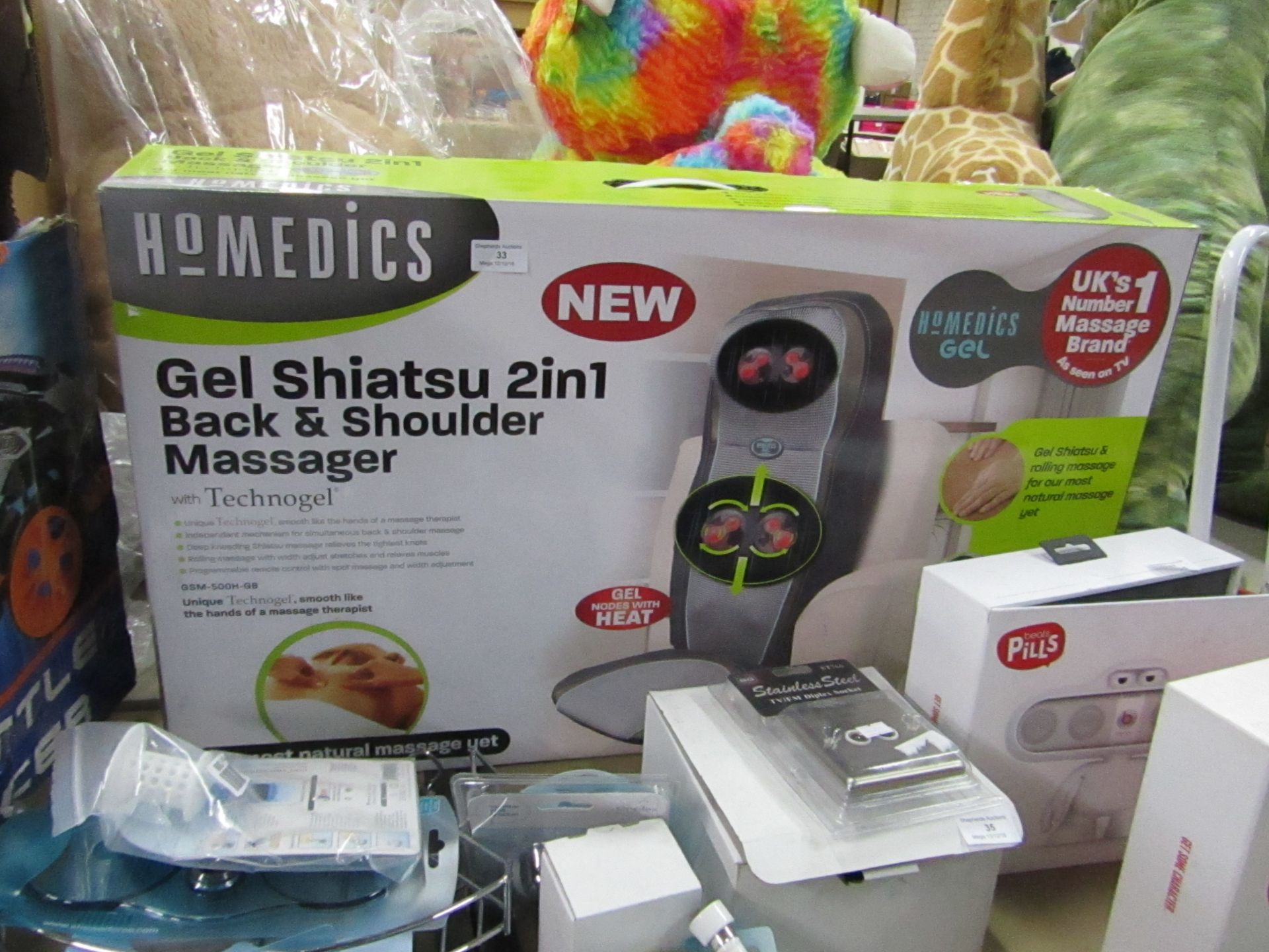 Home Medics Gel 2 in 1 Shiatsu Back and Shoulder massager, tested working and boxed