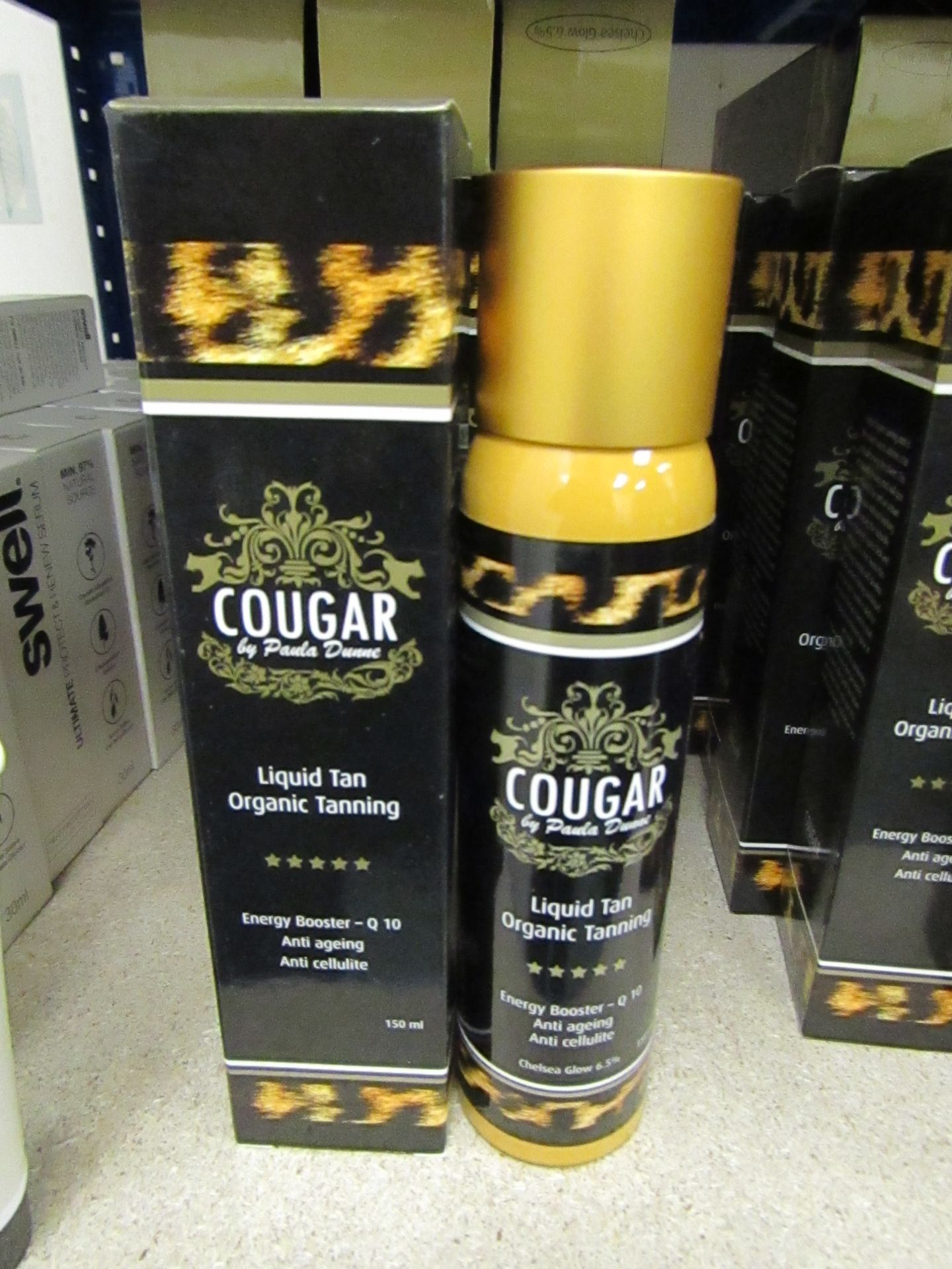 2 x Cougar 150ml Chelsea Glow 6.5% Organic Tanning Liquid Tan, both brand new and boxed.