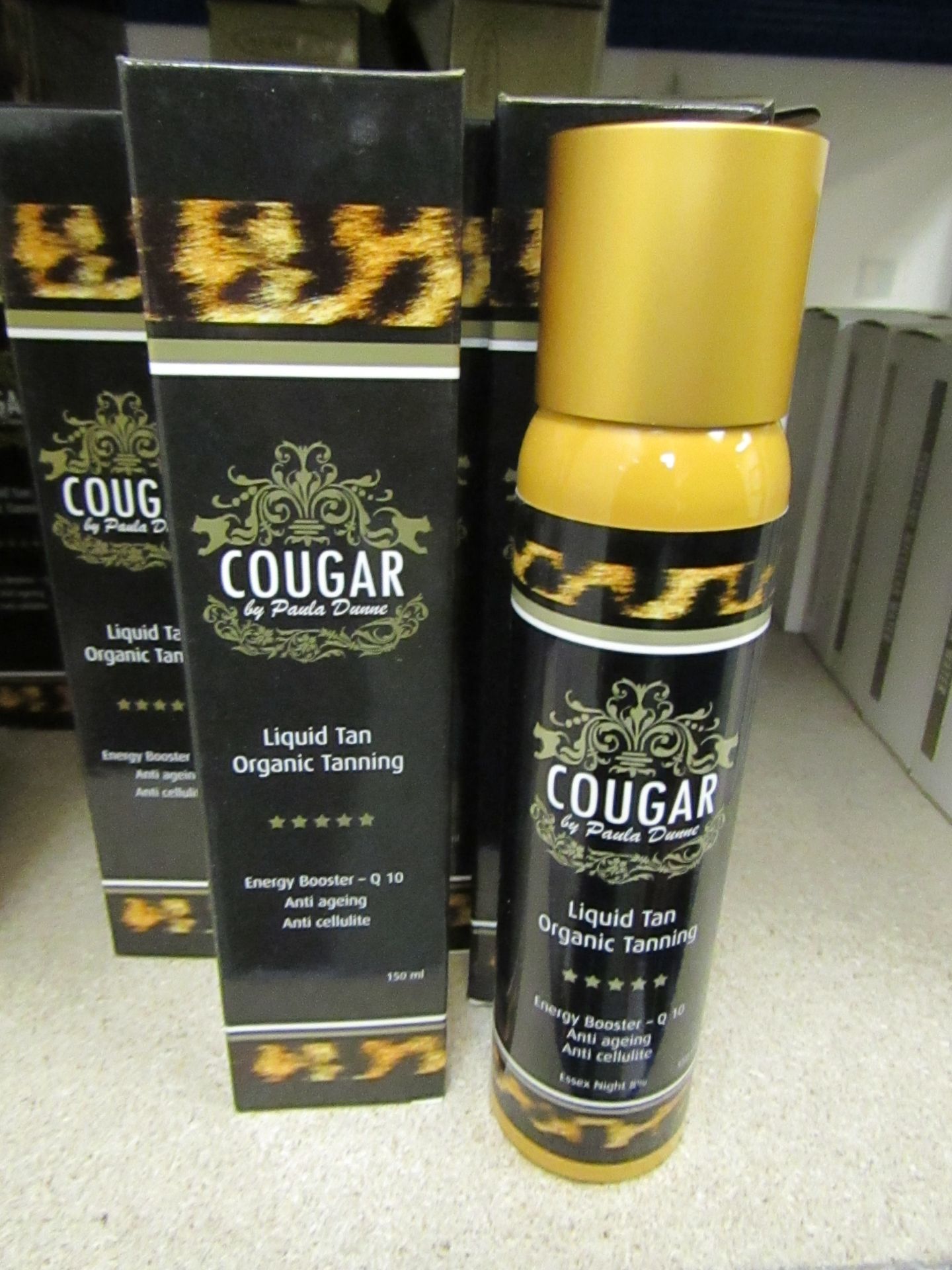 2 x Cougar 150ml Essex nights 8% Organic Tanning liquid tan, both brand new and boxed.