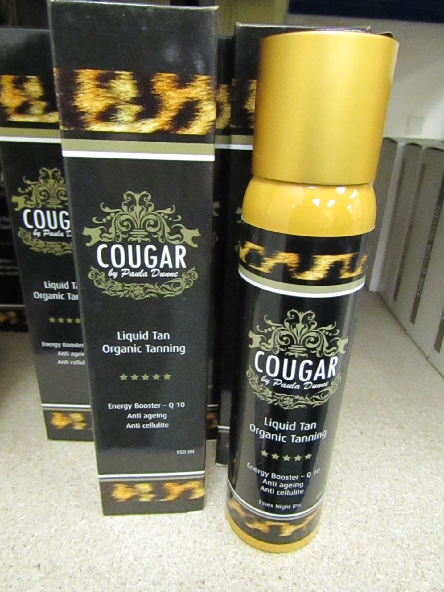 2 x Cougar 150ml Essex nights 8% Organic Tanning liquid tan, both brand new and boxed.