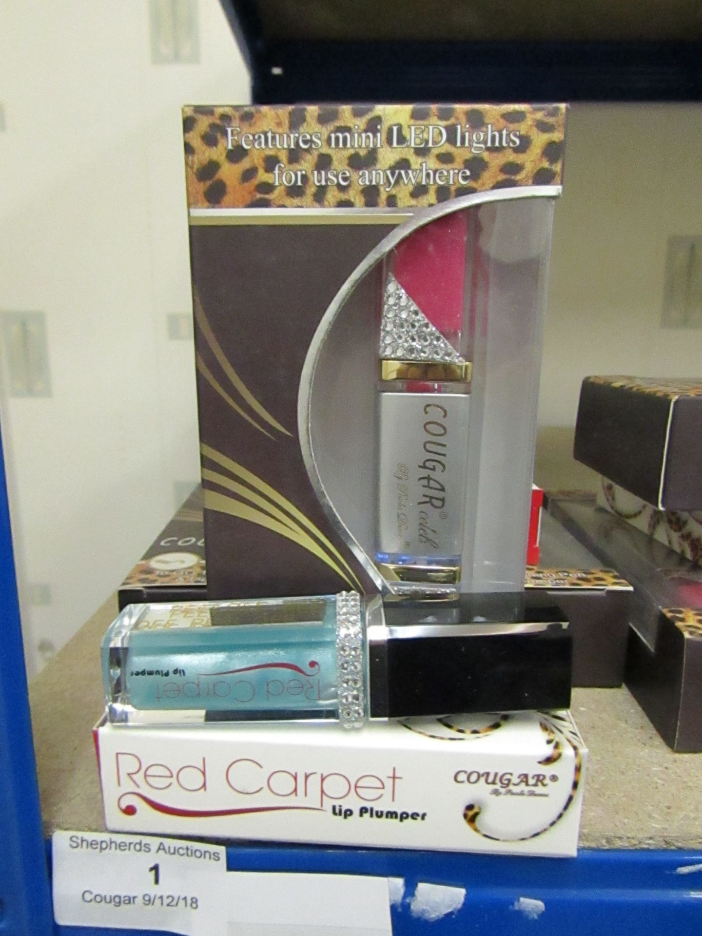 2 Piece Cougar set containing; Cougar Red Carpet lip plumper, blue, brand new and boxed Cougar Celeb