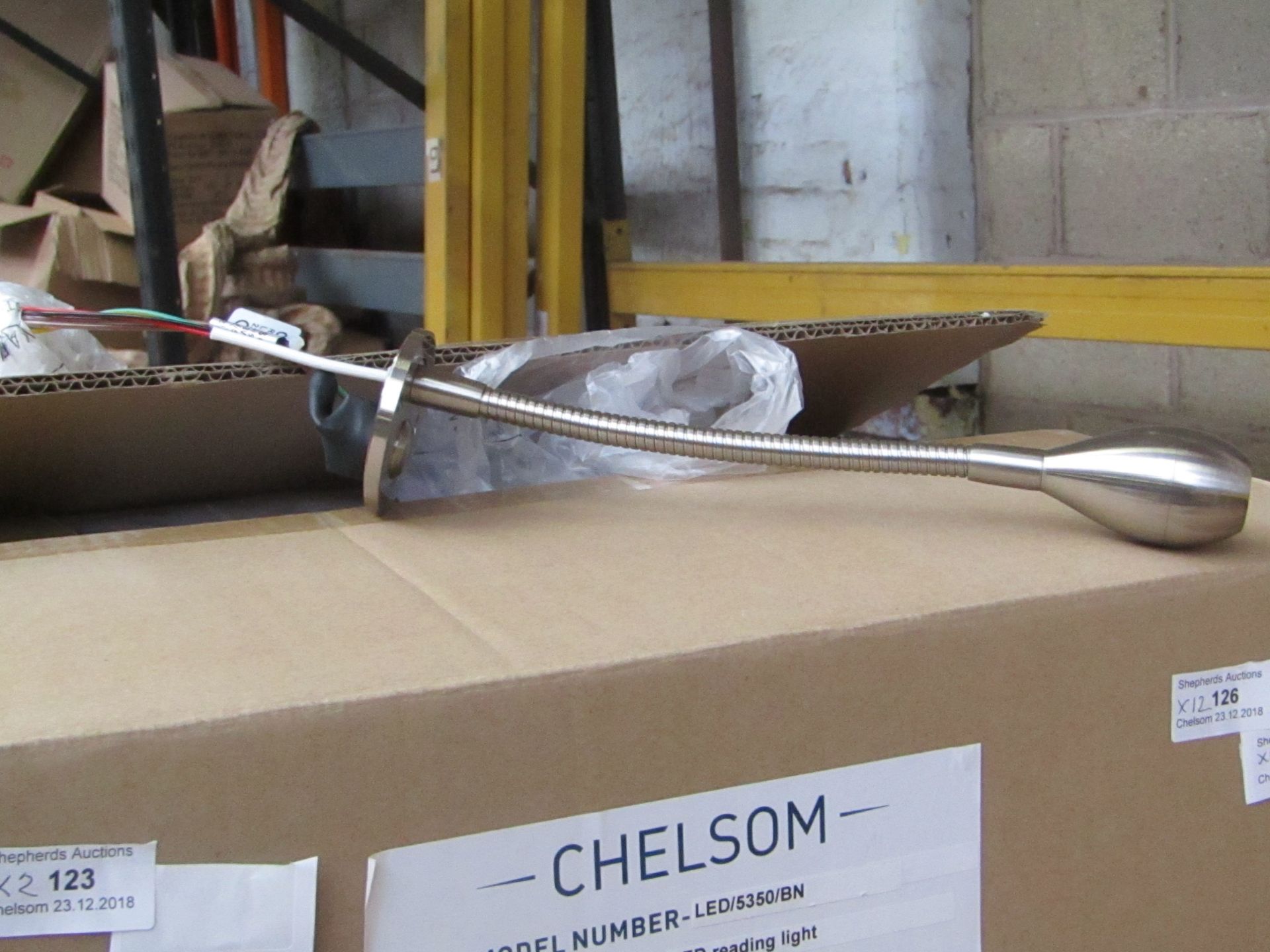 2 x Chelsom LED/5350/BN flexi neck LED reading lights, new and boxed