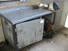 Steel workshop bench with cupboard