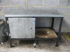 Steel workshop bench with cupboard