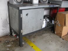 (2) Steel workshop benches with cupboard