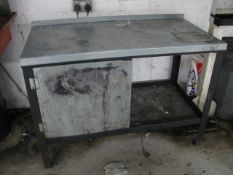 Steel workshop bench with cupboard