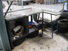 Steel workshop bench and tyre bath