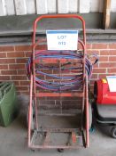Gas bottle trolley, hoses and gauges