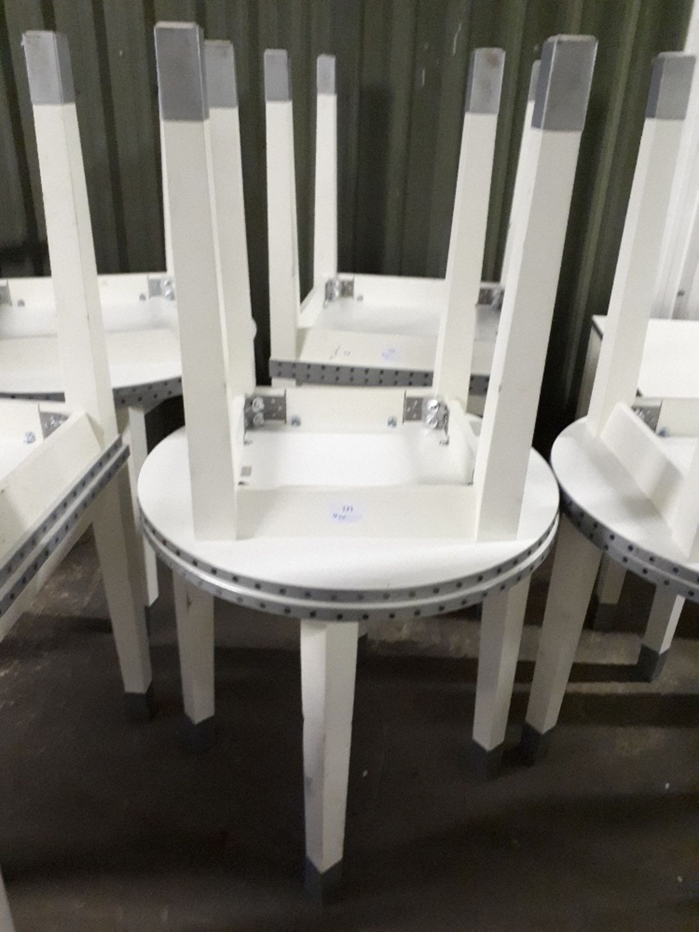 (2) Benchmark White Wood Circular Tables