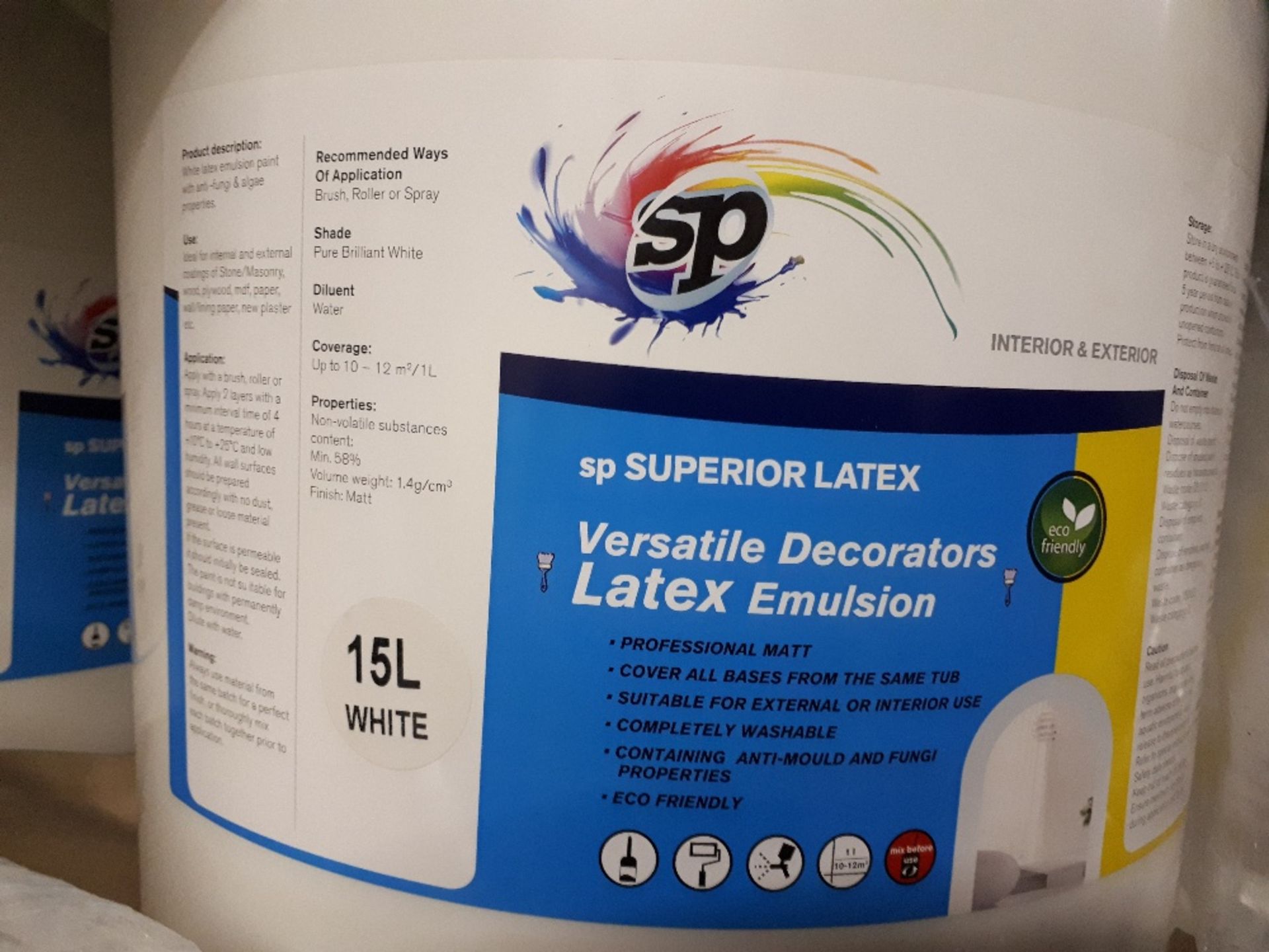 Pallet Containing (24) 15 Ltr White SP Super Latex - Image 2 of 2