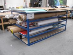 Steel rack and contents of various roll stock