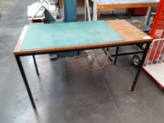 Wooden table with steel frame