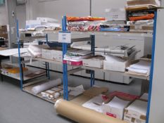 (2) Bays of boltless shelving and contents of paper stock