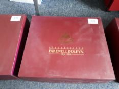 Souvenir boxed 'Farewell Boleyn' West Ham United leather seat cushions, with presentation box