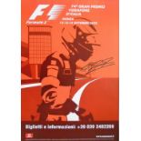 Michael Schumacher signed Monza F1 poster.