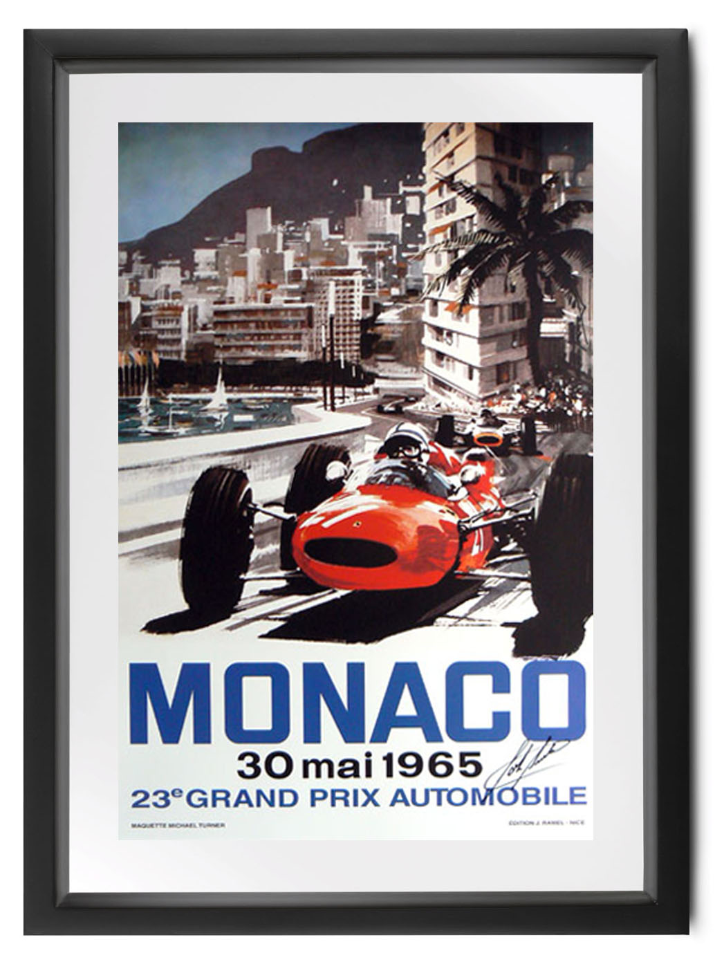 1965 Monaco poster signed John Surtees.CBE