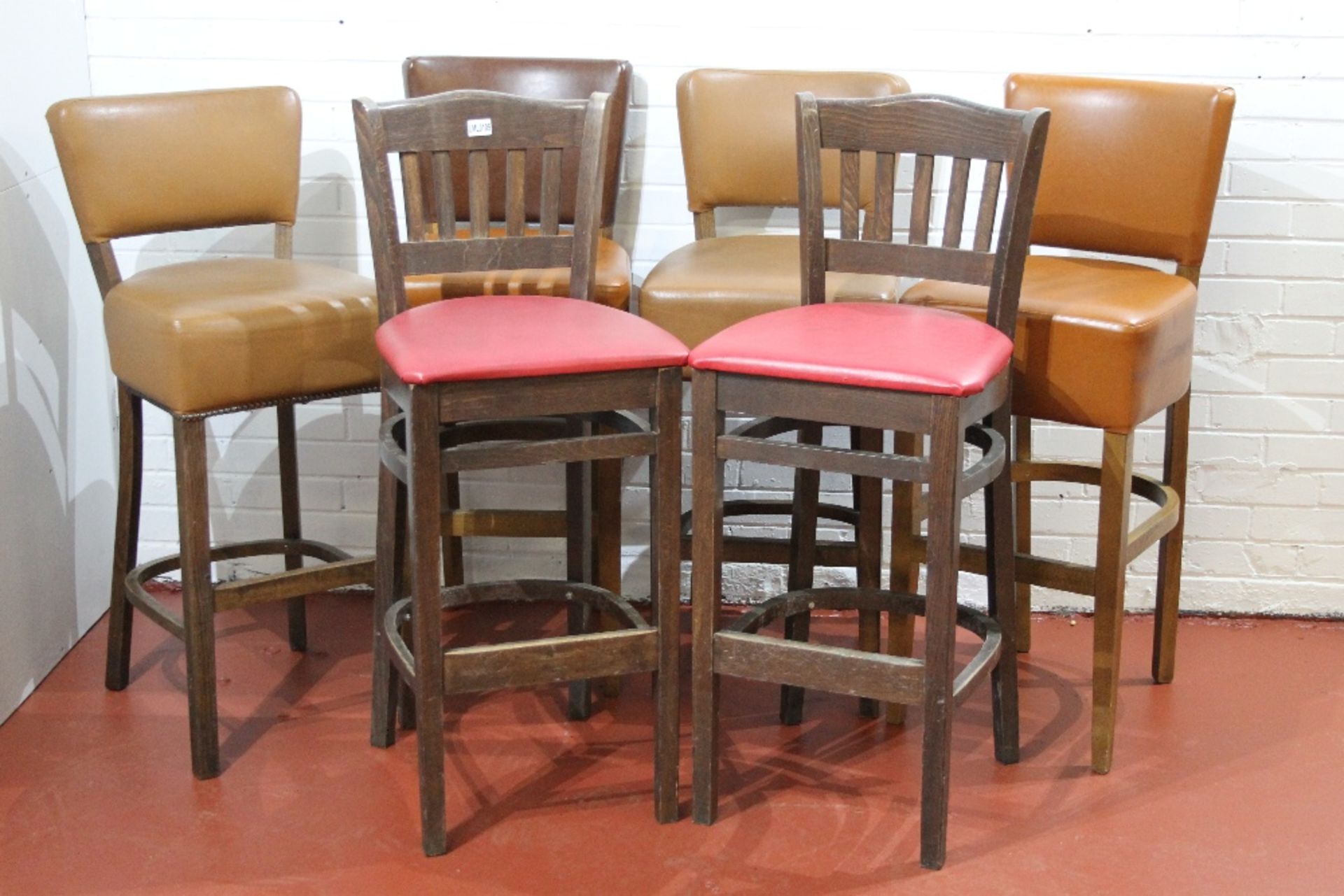 6 Leather Bar Stools – mixed colours