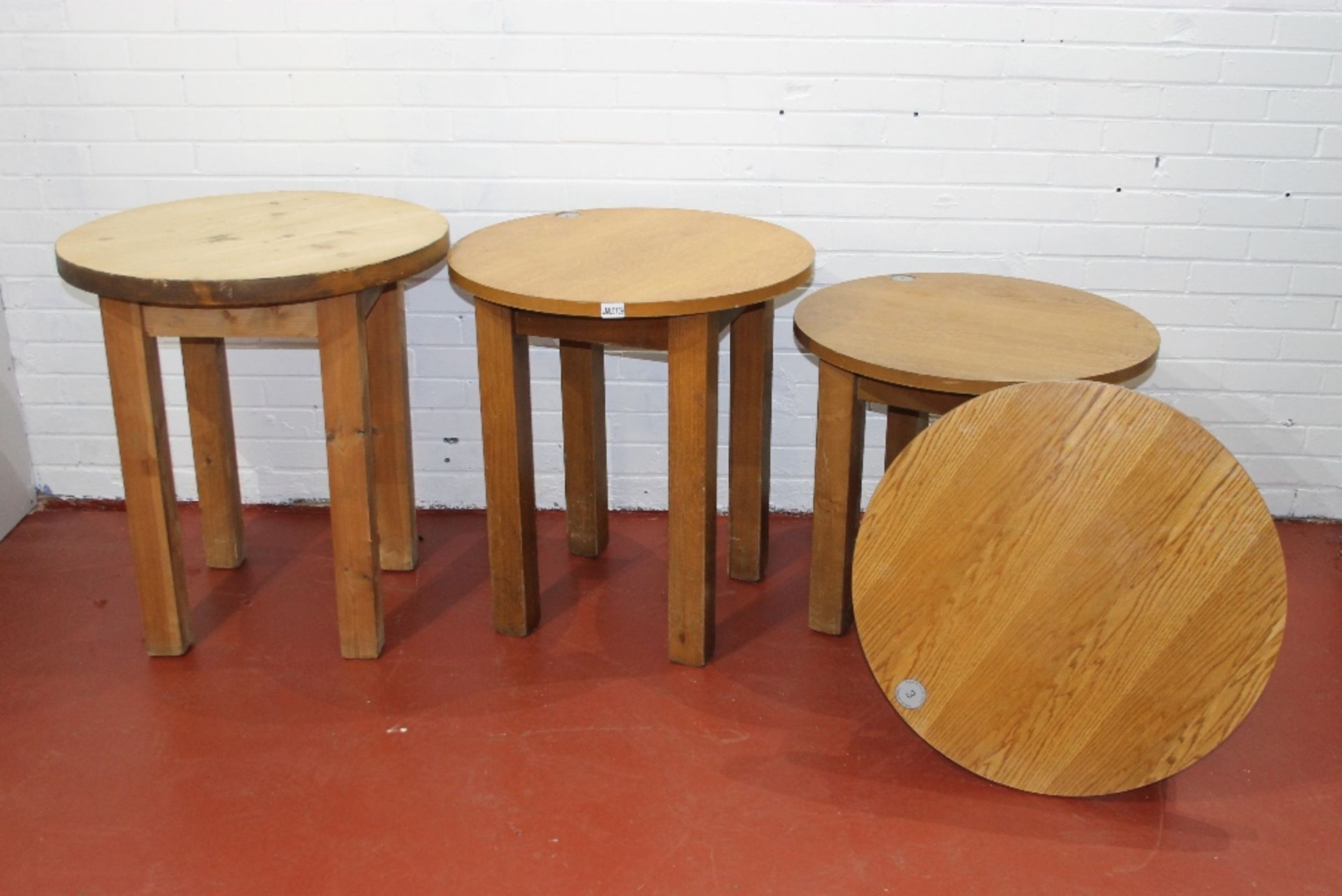 Four Heavy Duty Round Wooden Tables