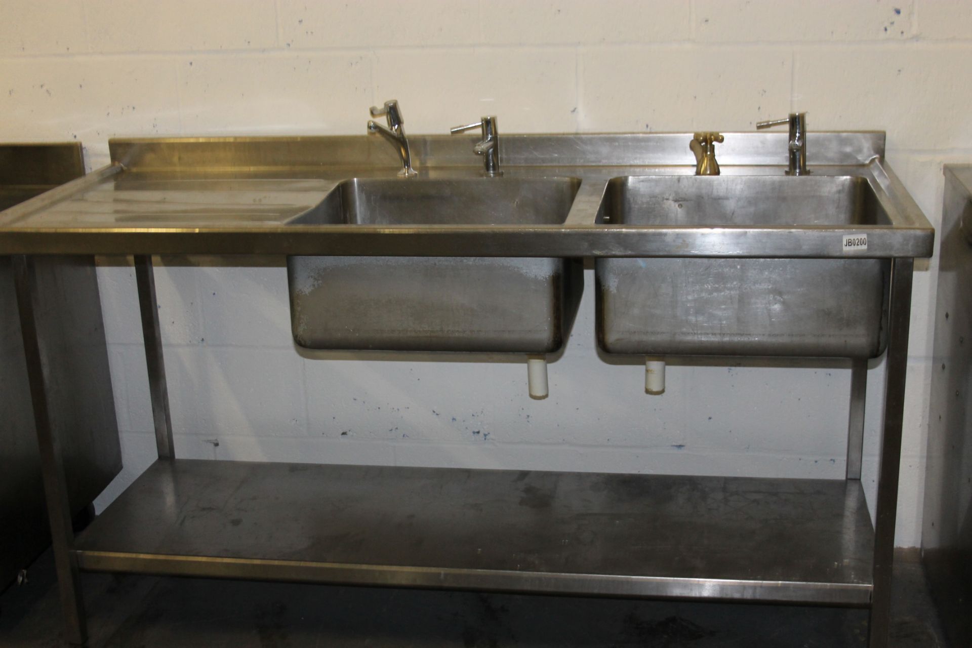 Stainless Steel Double Bowl Catering Sink W170cm c H96cm x D66cm