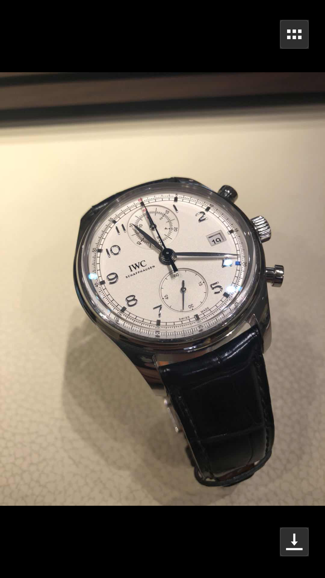 IWC Stainless Steel White Panel Leather Strap New , Boxed & Certified – 2 Year Guarantee RRP £9,