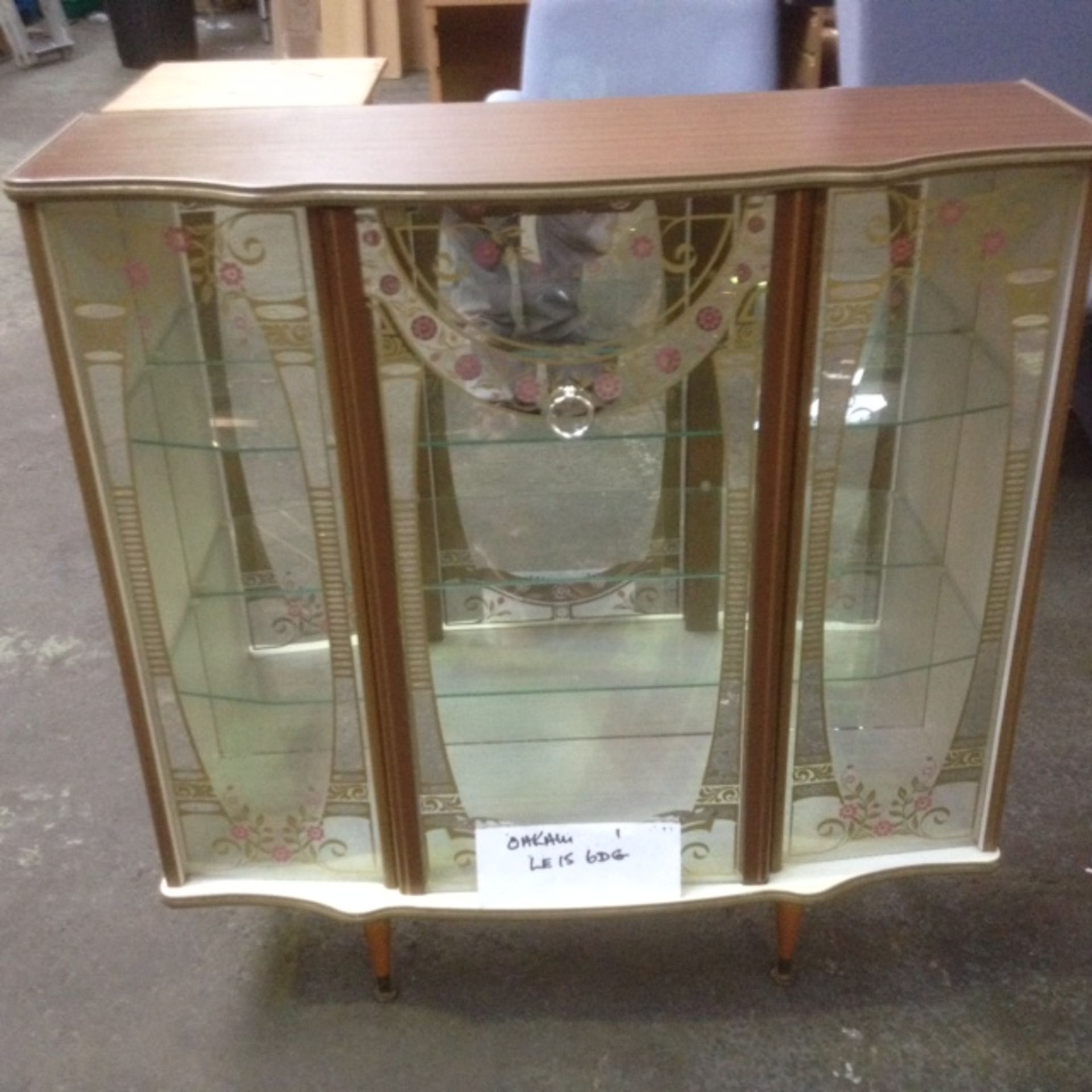 Retro Glass Cabinet with 2 Glass Shelves – NO VAT