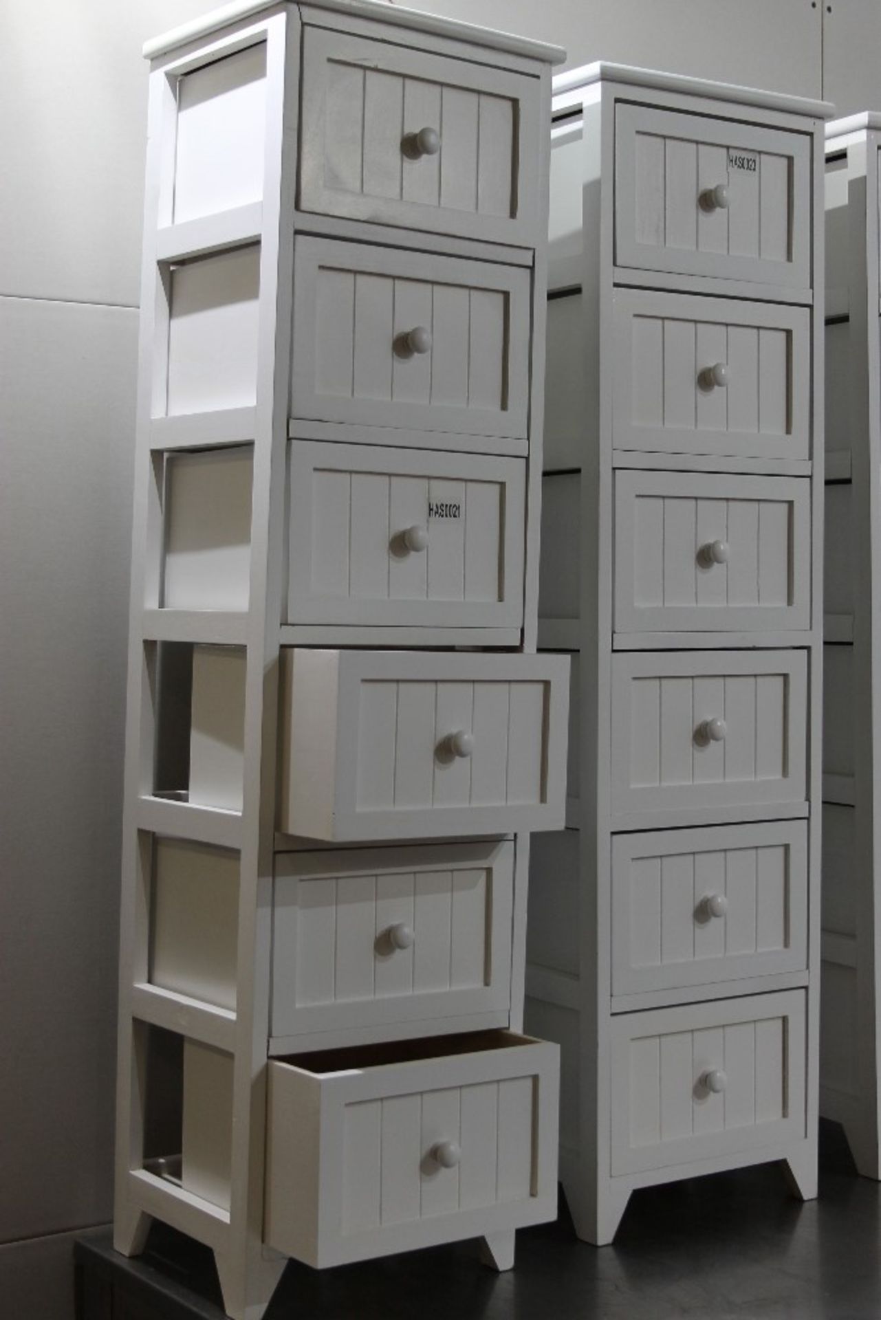 Lobby Lemon Tall 6 drawer White Solid Wood Unit W31cm x H115cm x D26cm - NO VAT - Image 2 of 2