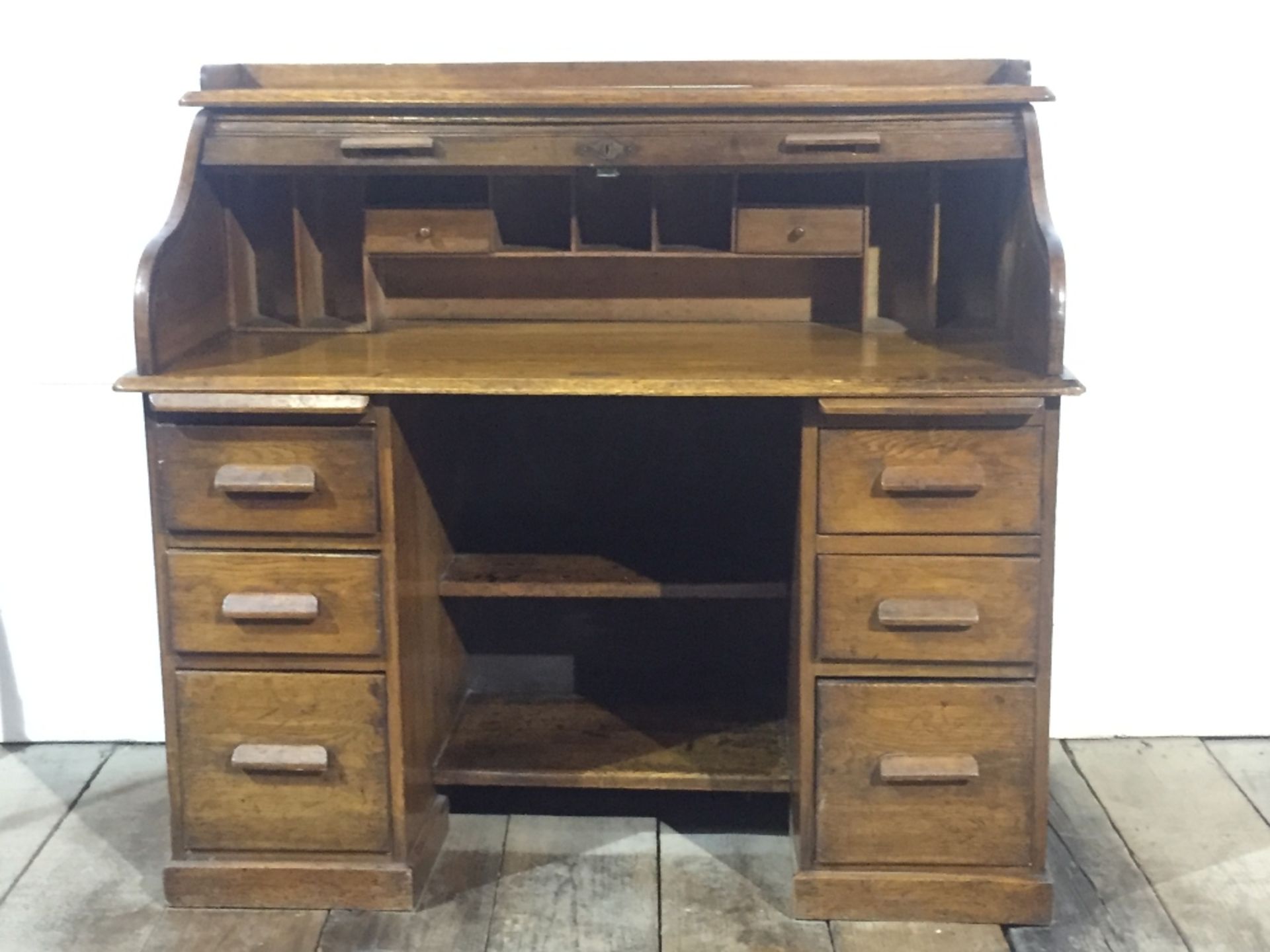 Antique Oak Rolltop Desk – NO VAT - Image 2 of 2