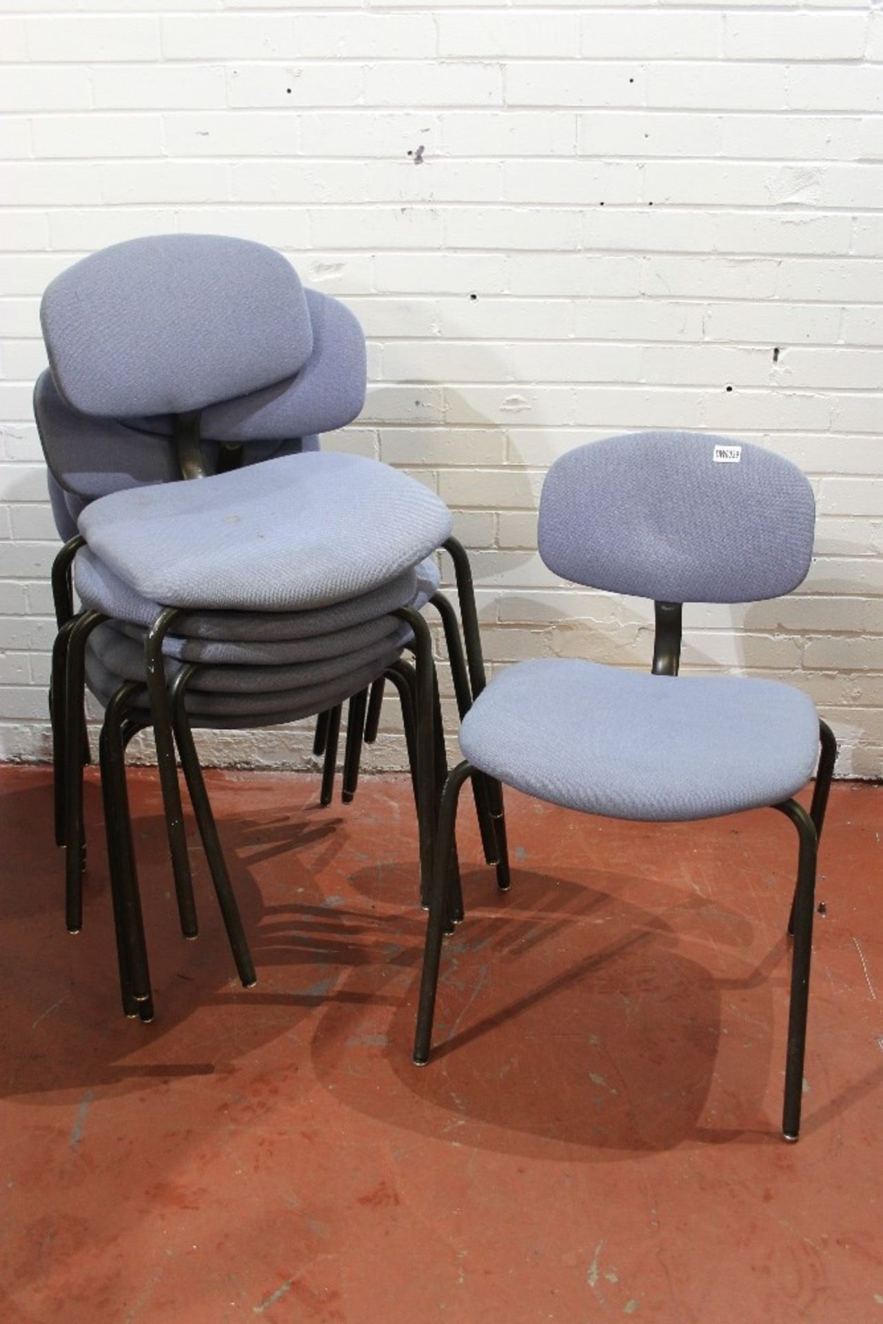 7 x Blue Fabric Metal Leg Chairs – NO VAT