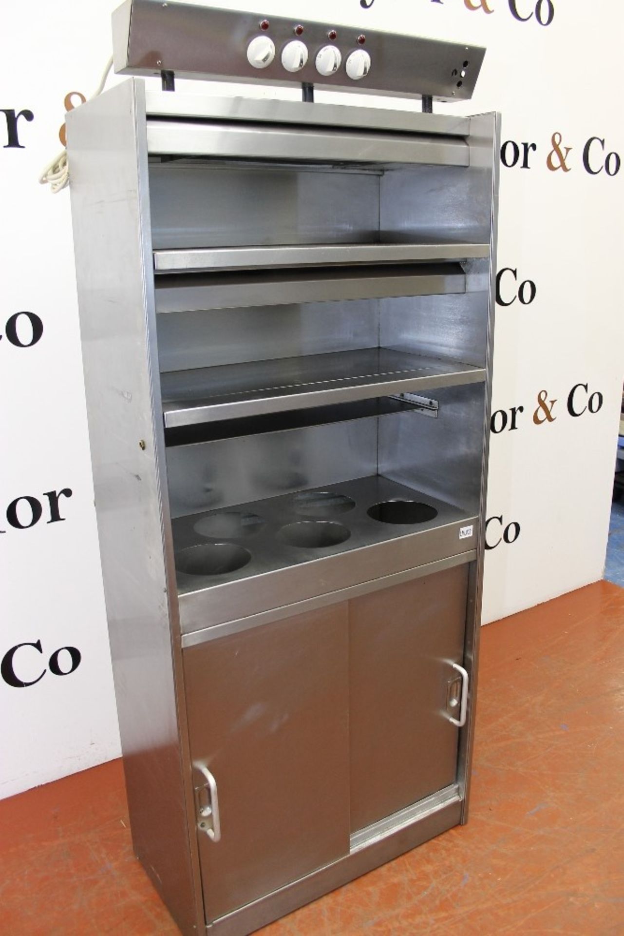 Upright Heated Electric Two Section Gantry with Hot Cupboard and Bain Marie