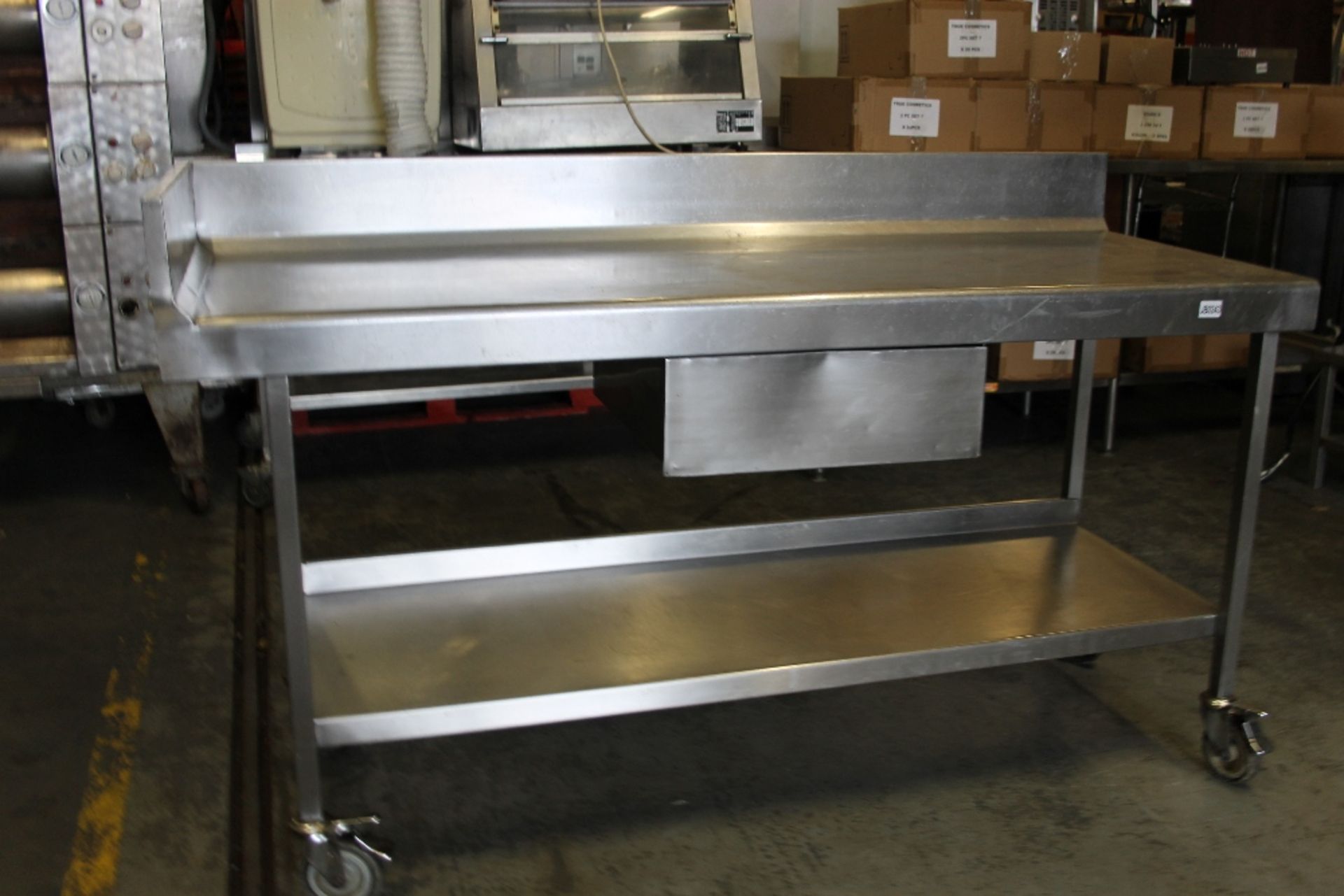 Stainless Steel Table 5ft 7” with one Drawer + Splash back