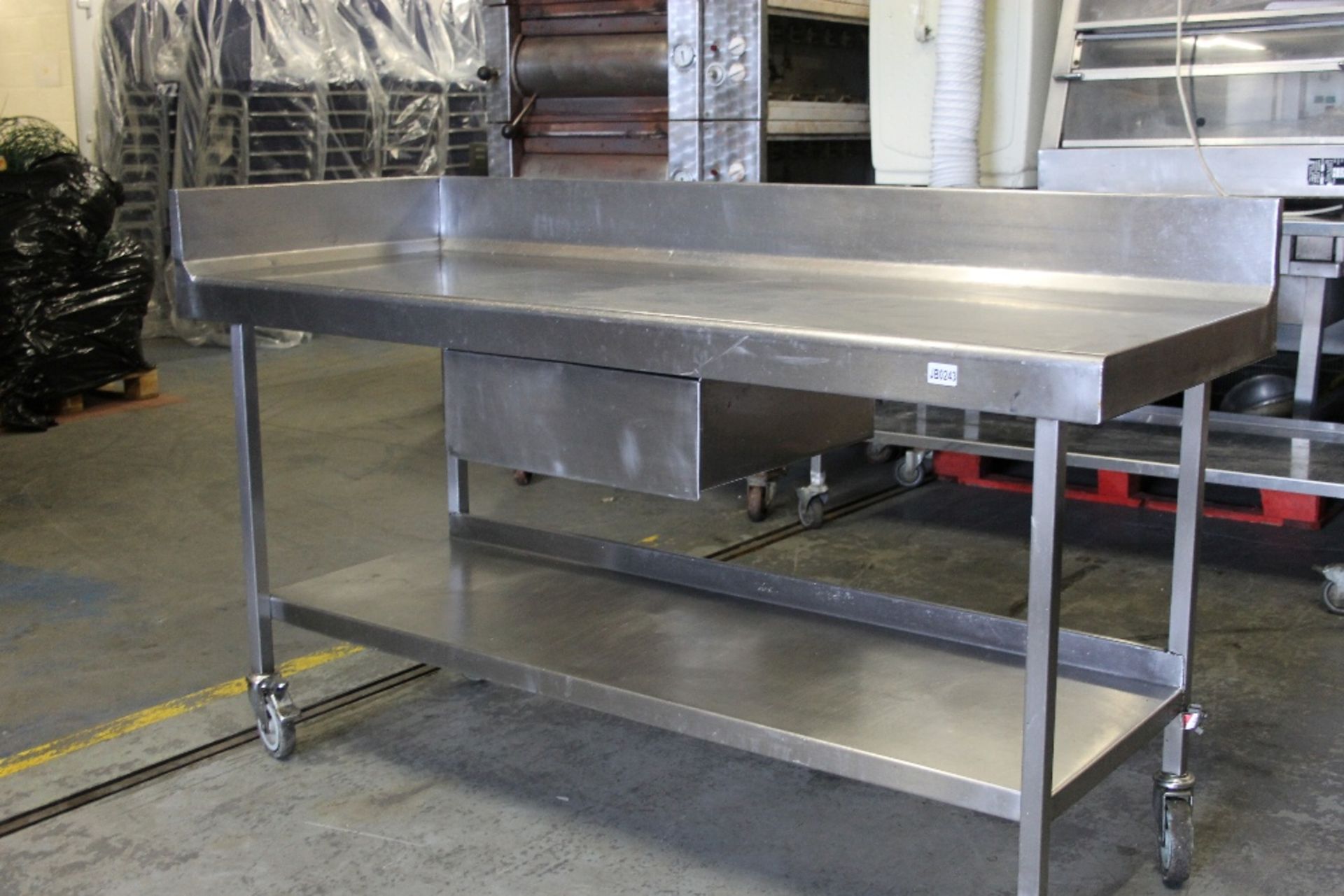 Stainless Steel Table 5ft 7” with one Drawer + Splash back - Image 2 of 3