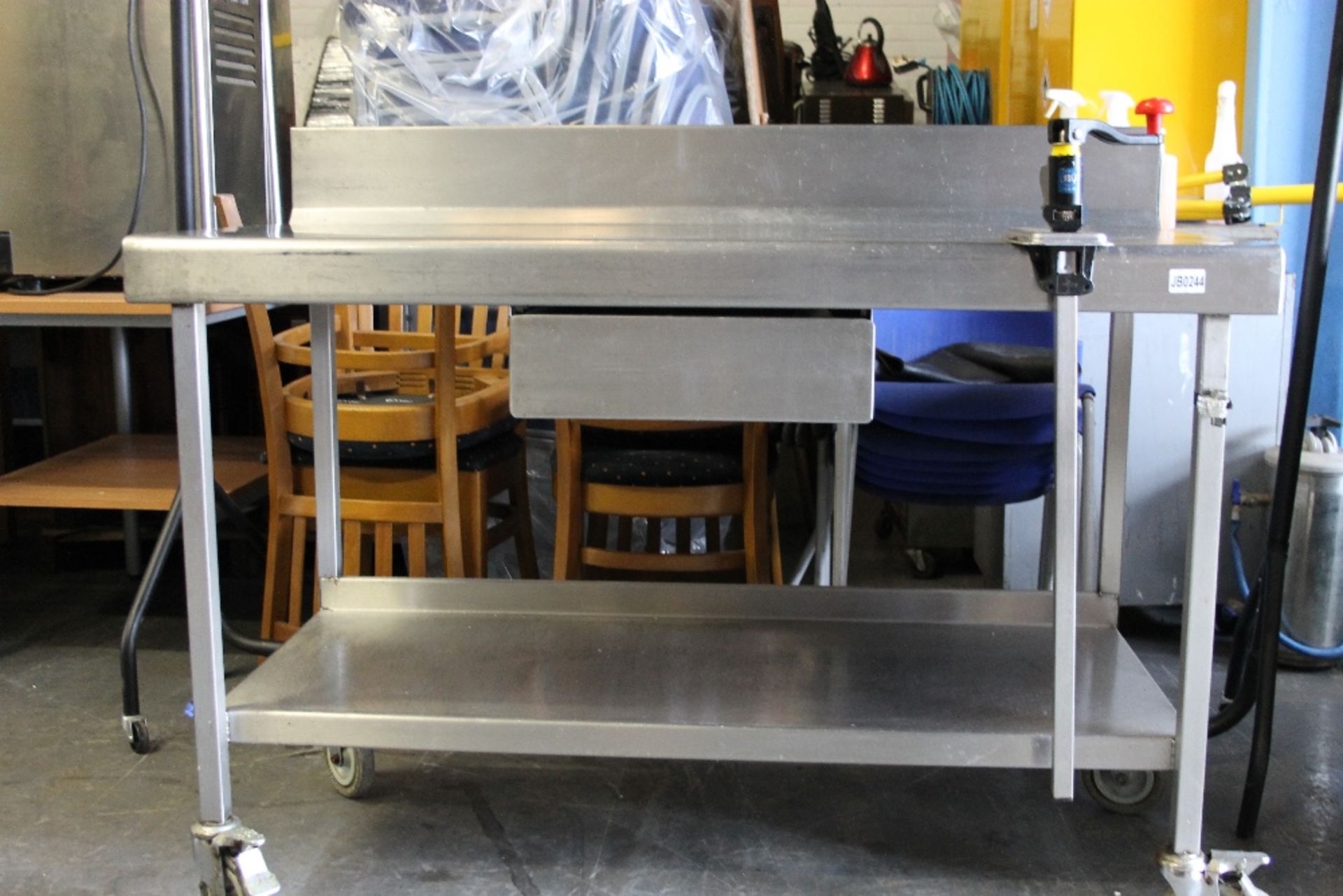 Stainless Steel Table 4ft 9” with Bonzer Can Opener + Under Shelf - Image 2 of 3