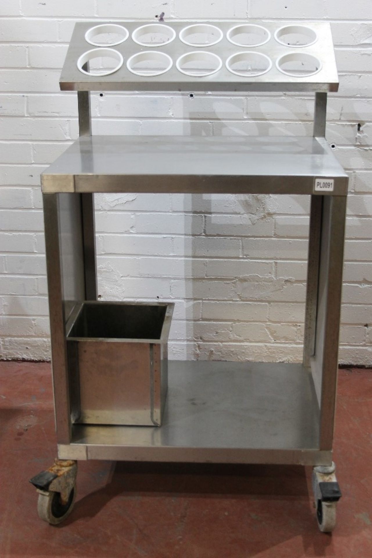 Stainless Steel Mobile Condiment/Utensil Unit -NO VAT   W67cm x H117cm x D50cm - Image 2 of 2