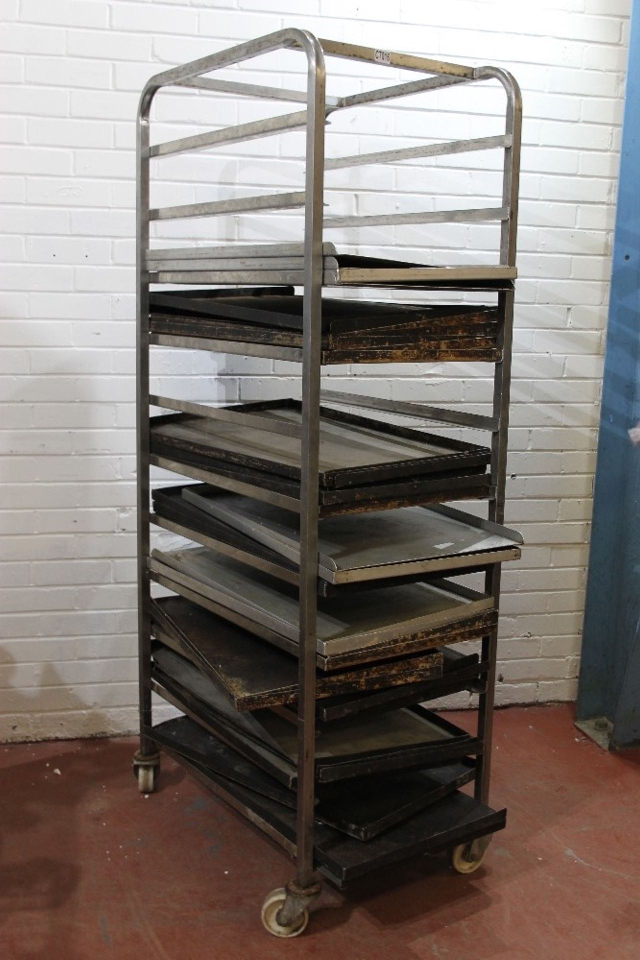 Bakers Rack with 10 Runners to hold 30” x 18” Baking Trays + 37 Baking Trays – NO VAT - Image 3 of 3