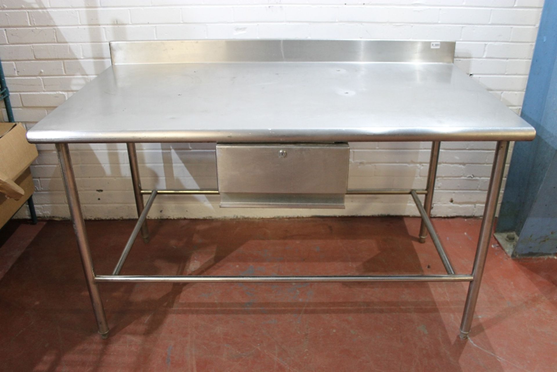 Stainless Steel Table – with 1 Drawer – NO VAT W150cm x H85 CM to surface & H95cm (to top of - Image 2 of 3