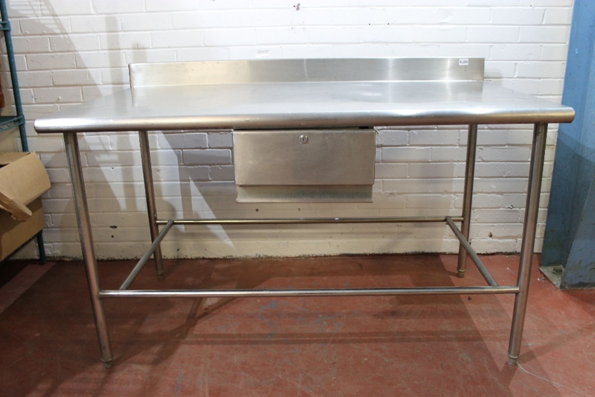 Stainless Steel Table – with 1 Drawer – NO VAT W150cm x H85 CM to surface & H95cm (to top of