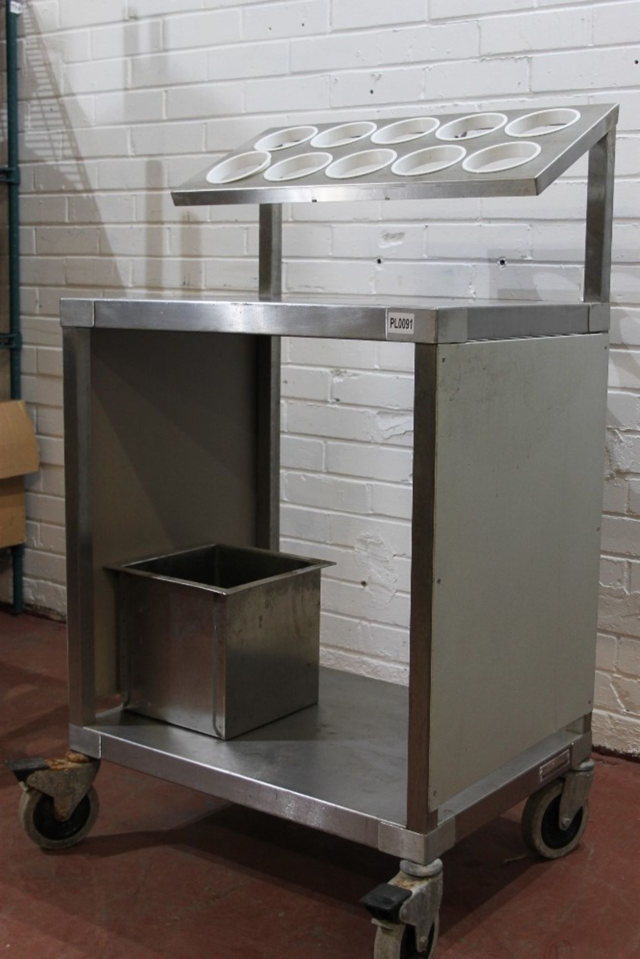 Stainless Steel Mobile Condiment/Utensil Unit -NO VAT   W67cm x H117cm x D50cm