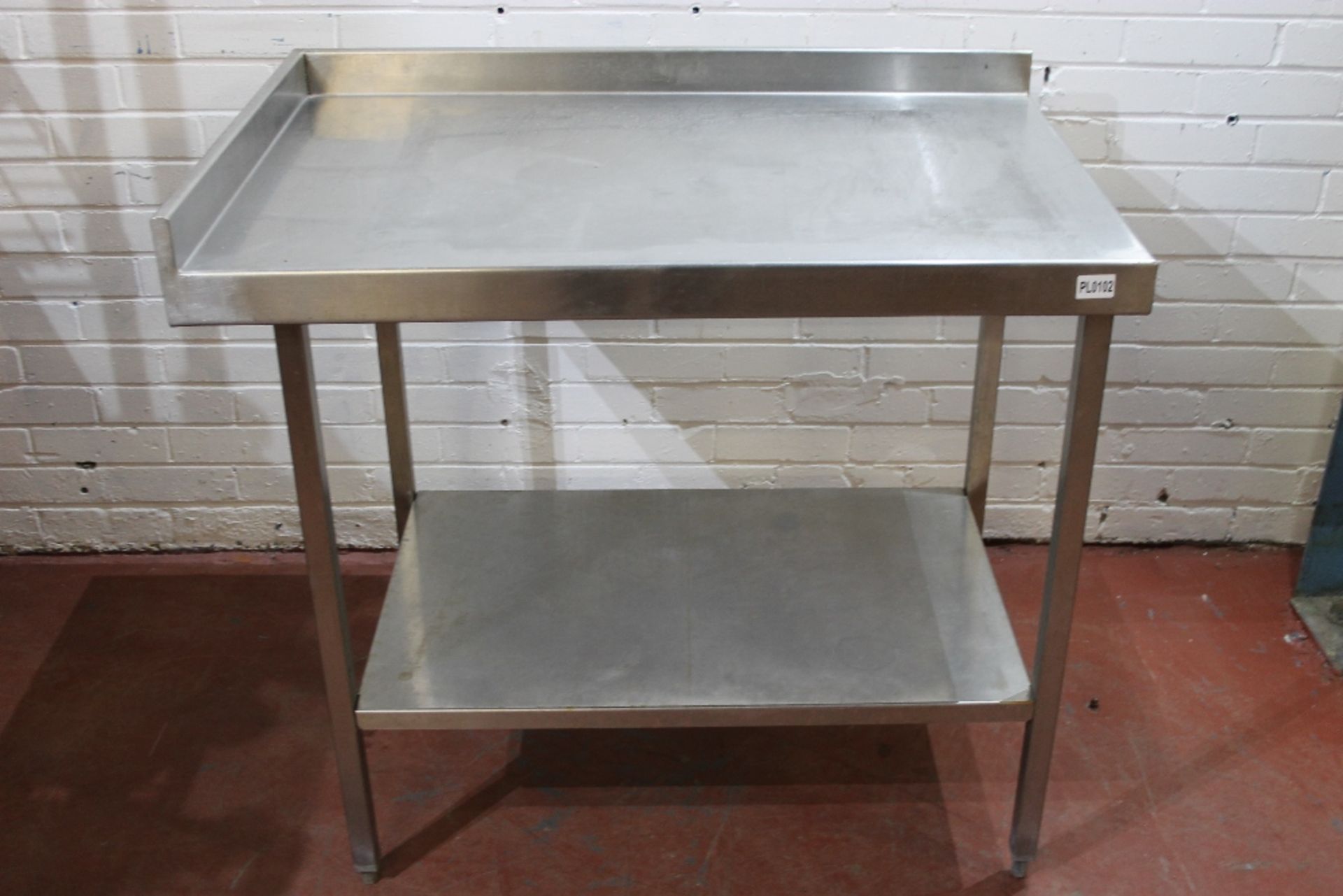 Stainless Steel Table with Under Shelf + Corner Splash Back – W100cm x H87 table surface H91 top - Image 3 of 3