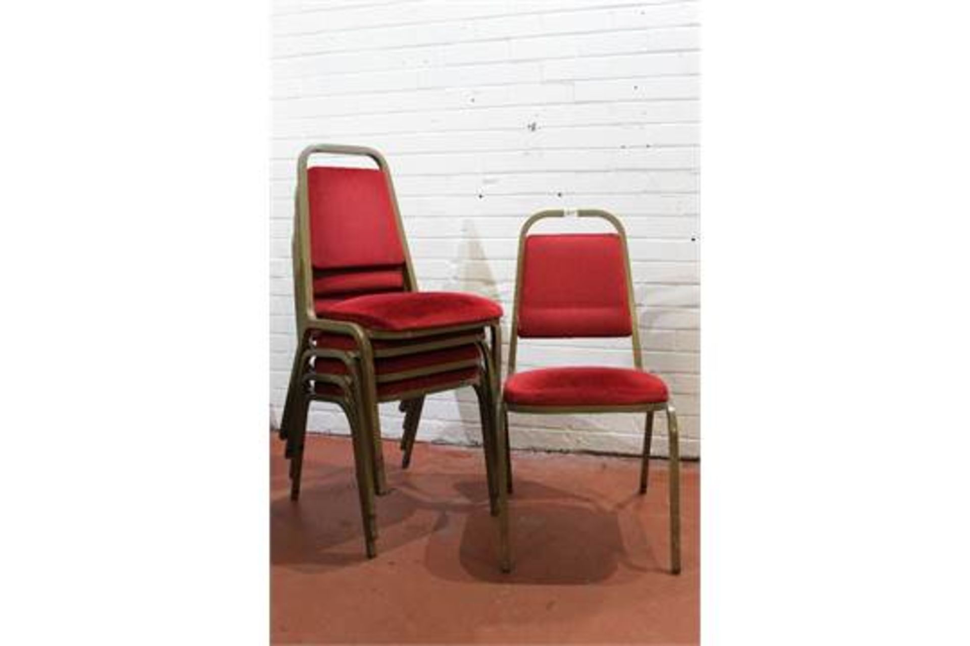 6 Conference Chairs – Chrome Frame – Red Fabric NO VAT