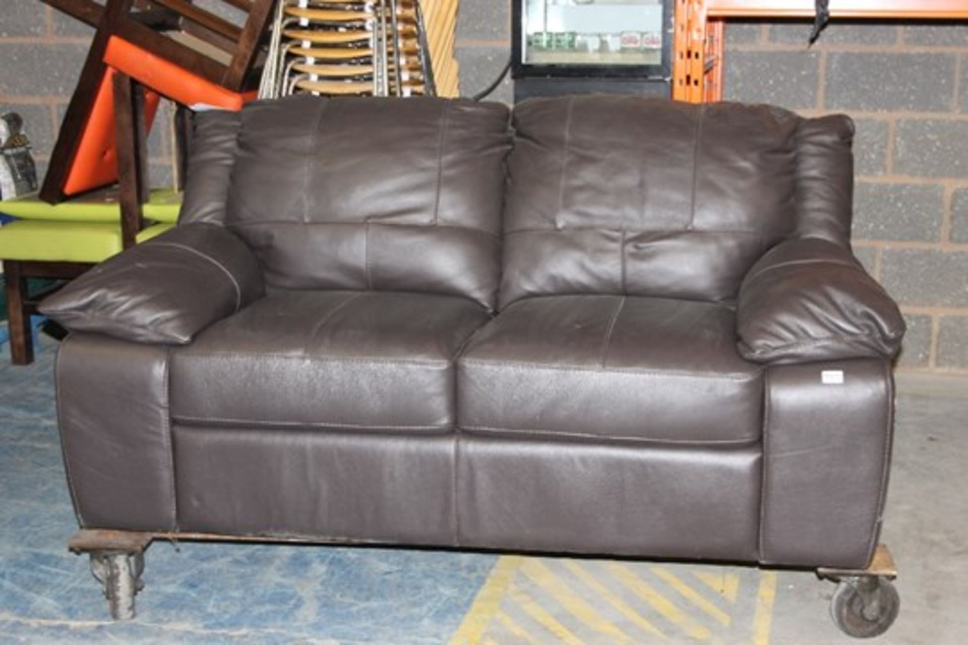 Faux Leather 2 Seater Brown Sofa – NO VAT