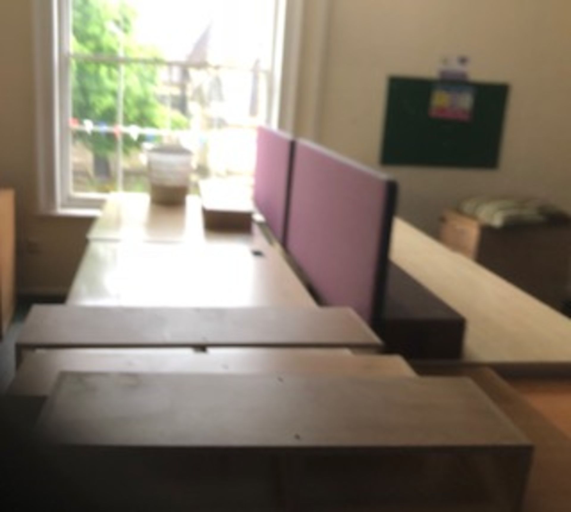 Office Desk in Light Wood – with Divider – Nice condition Available due to Office Re-Location