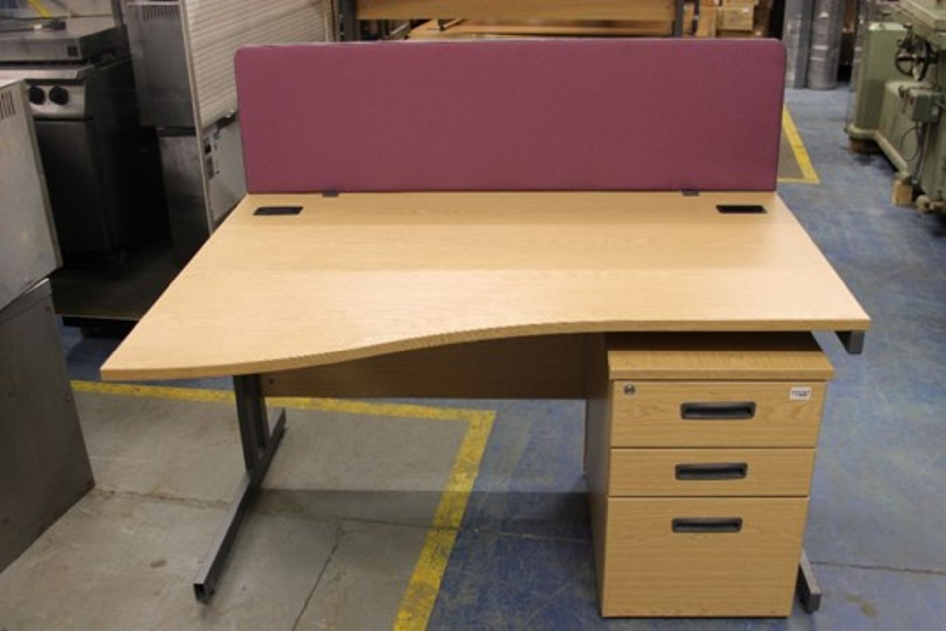 Matching Office Set in Light Wood Office Desk + Set 3 Drawers + Divider – Nice condition W140cm x