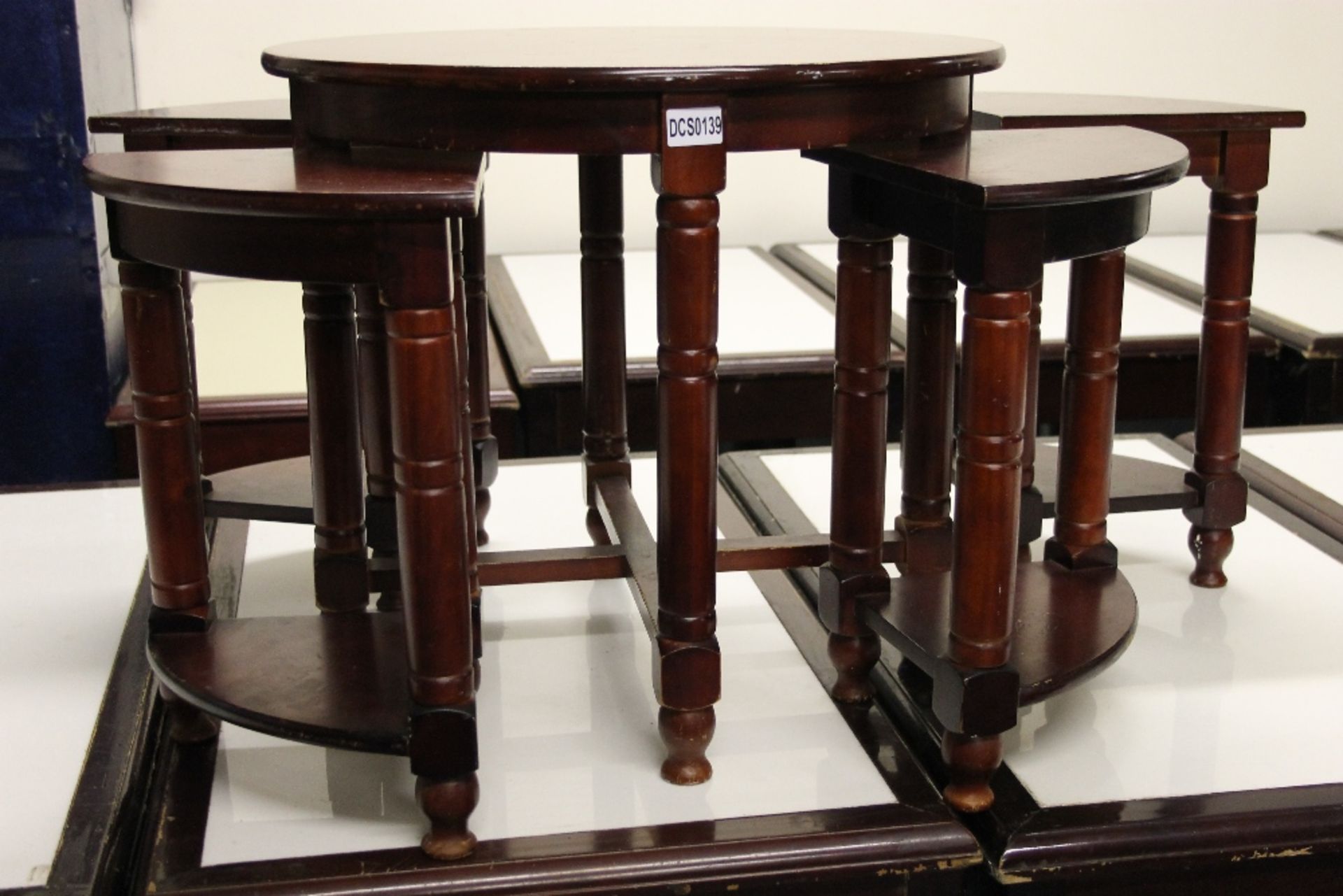 Mahogany Round Coffee Table with 4 Pull Out Units -NO VAT - Image 2 of 2