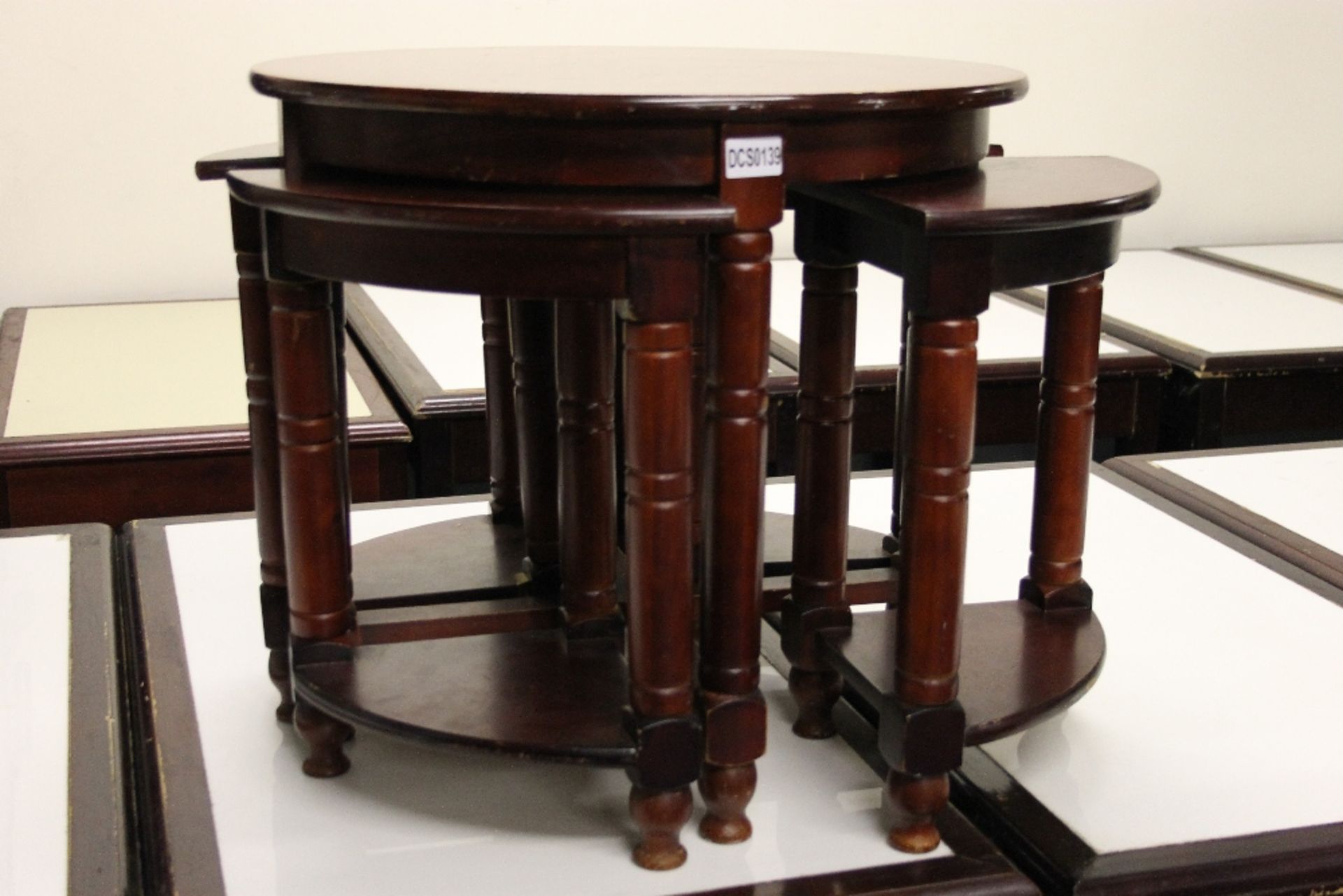 Mahogany Round Coffee Table with 4 Pull Out Units -NO VAT