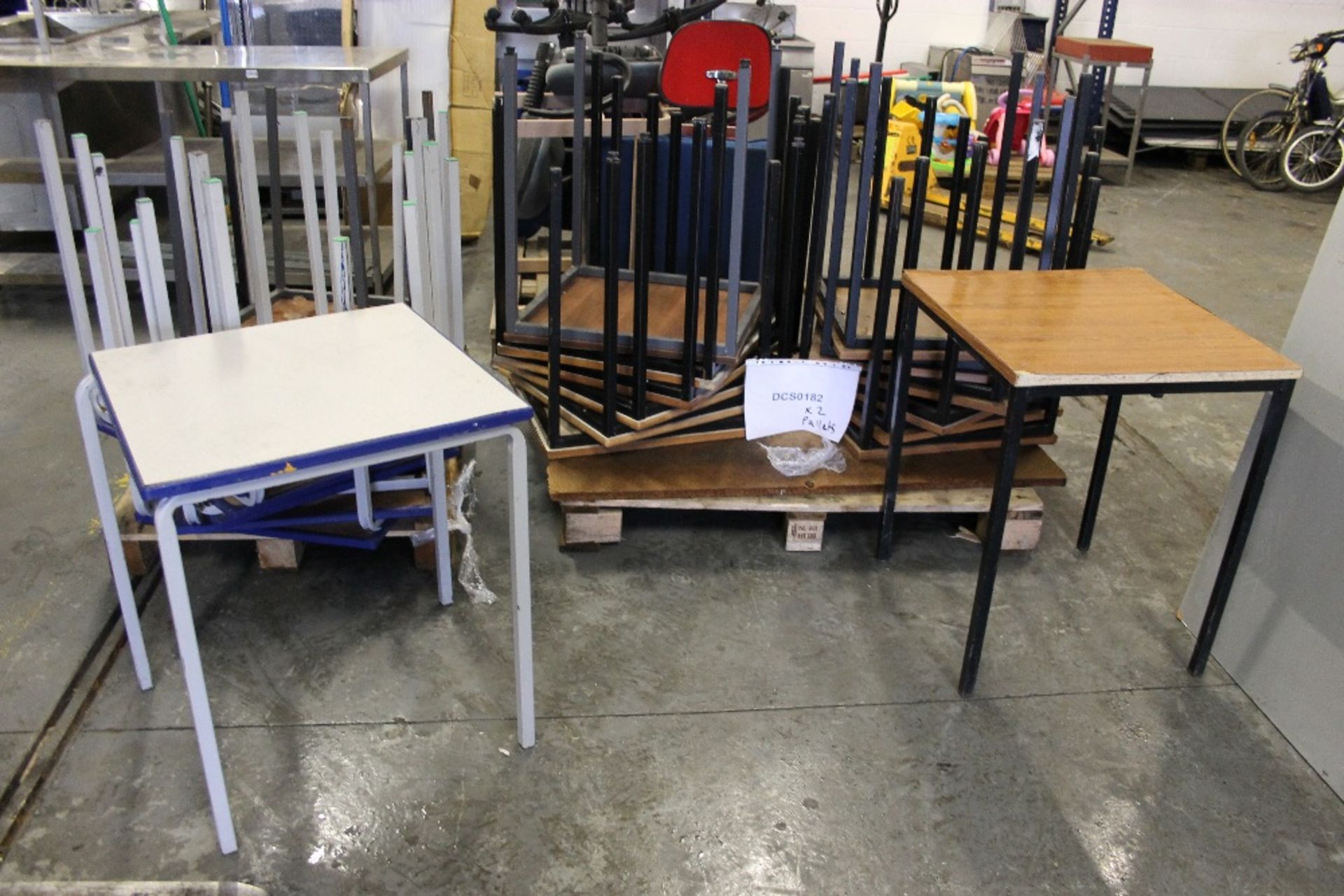 Approximately 24 Bistro / Canteen tables with Steel Frames – Various Tops NO VAT - Image 2 of 2