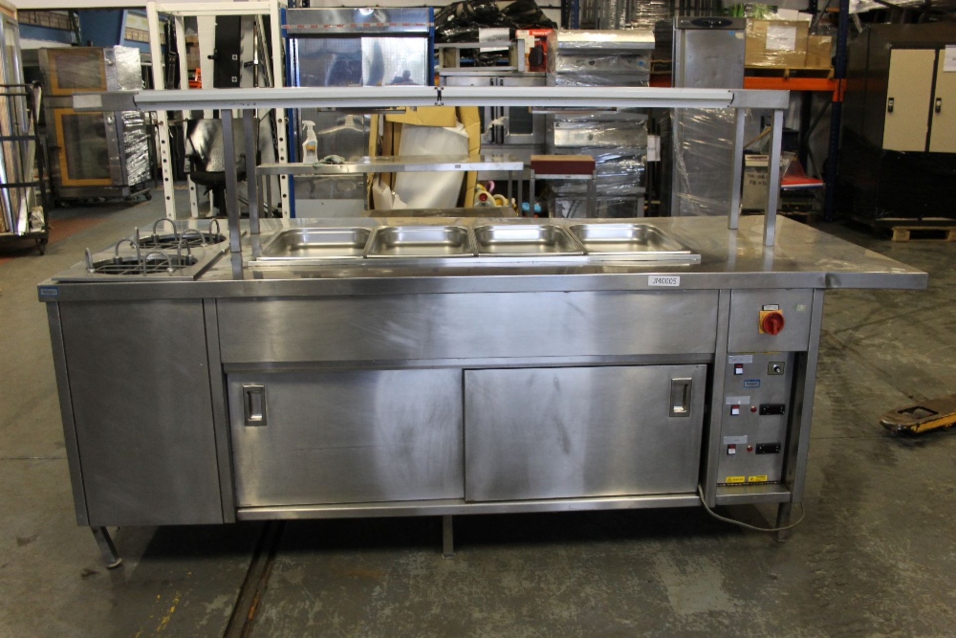 Large Buffet Unit with 4 Large Gastro Pans – 2 Plate Warmers + Under Storage & Ticket Grab -1ph