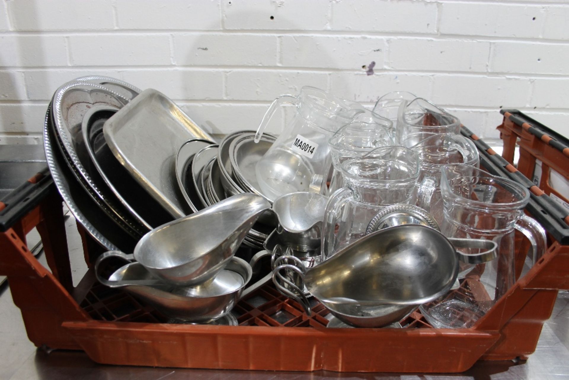 Mixed Lot of Glass Pitchers , Stainless Steel Gravy Boats , Stainless Veg Dishes – Mixed Sizes – - Image 2 of 2