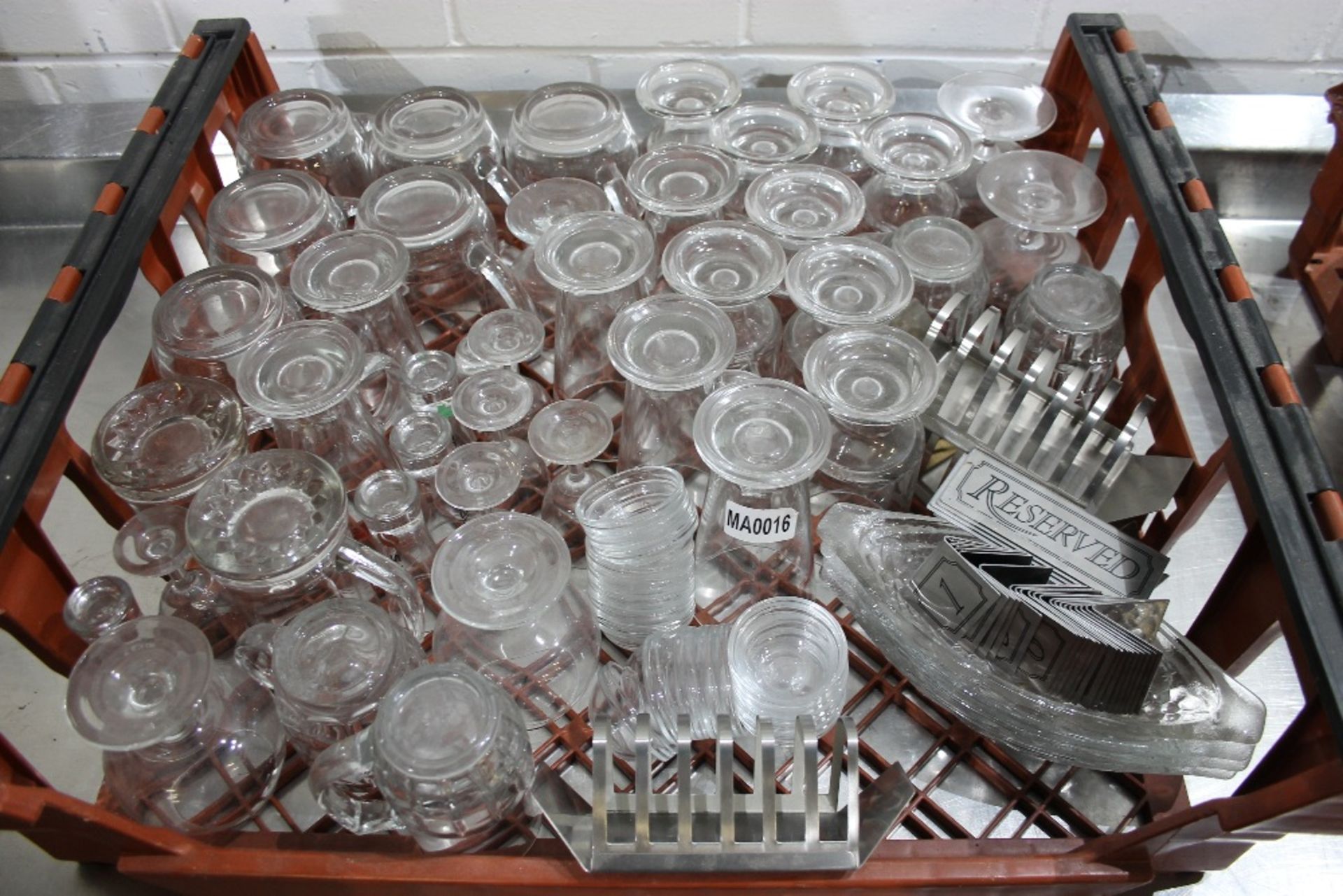 Quantity Glassware , Butter Pats , Toast Racks, “Reserved” Tickets, Pint Glasses , Oval Dishes & - Image 2 of 2